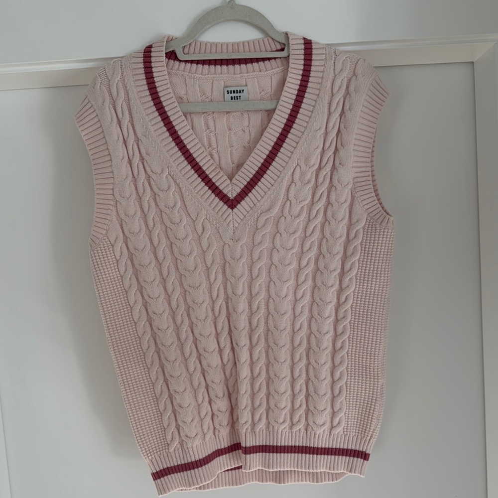 Aritzia Sunday Best Cable Knit Varsity Vest